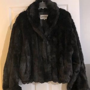 Black faux fur coat
